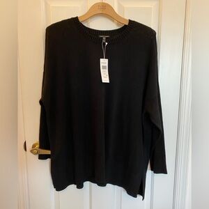 Eileen Fisher NWT Black Peruvian Organic Cotton Blend Tunic Sweater